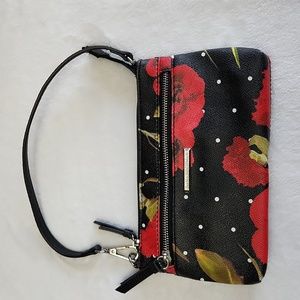 Dana Buchman Floral and polka-dot Small Handbag/ purse, Black and Red